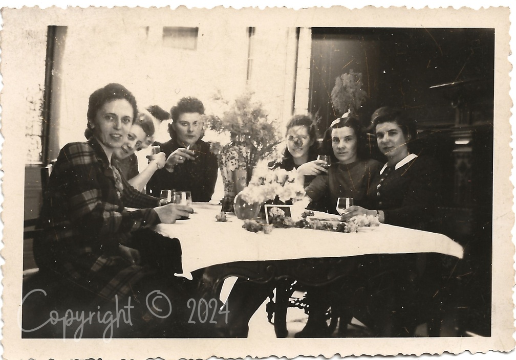 Duitse groep 6 vrouwen aan tafel
